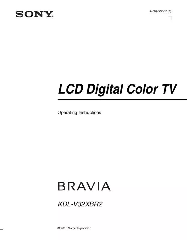 Mode d'emploi SONY BRAVIA KDL-V32XBR2