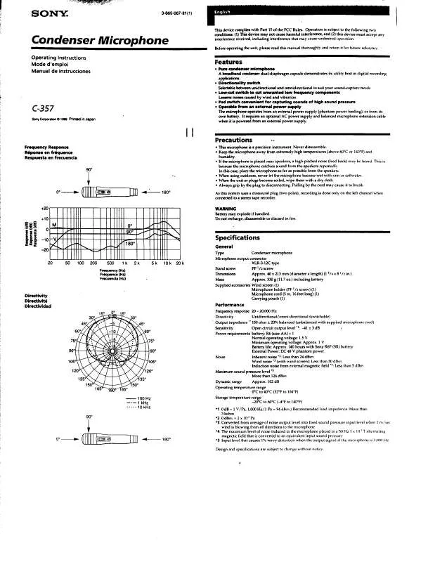 Mode d'emploi SONY C357