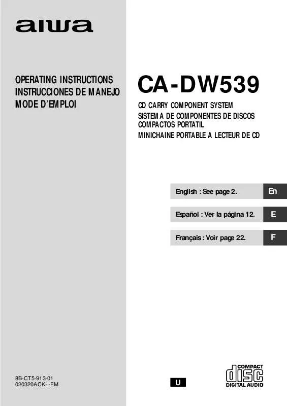 Mode d'emploi SONY CADW539