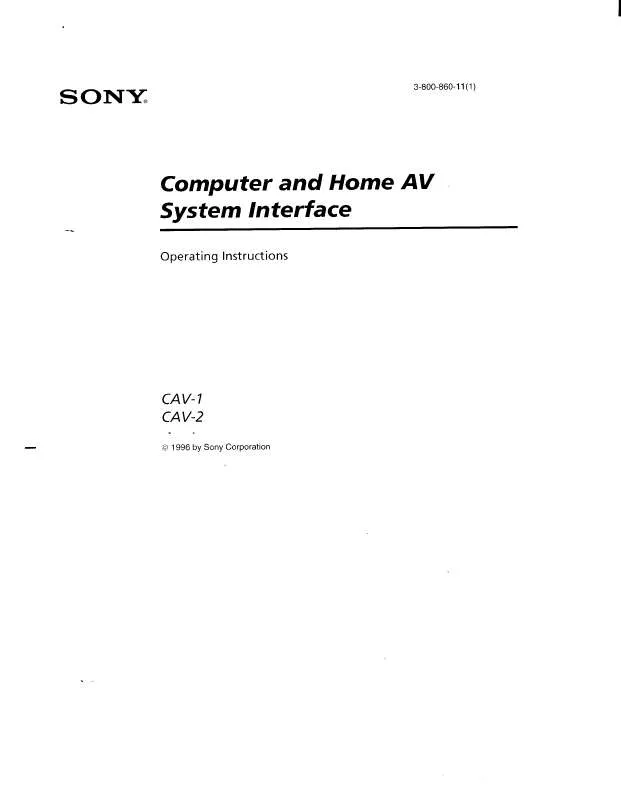 Mode d'emploi SONY CAV-1