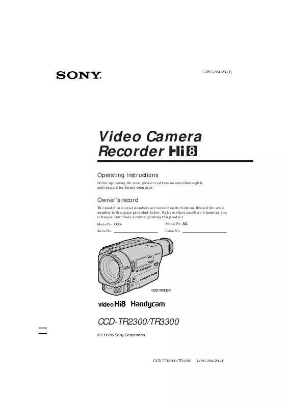 Mode d'emploi SONY CCD-TR2300