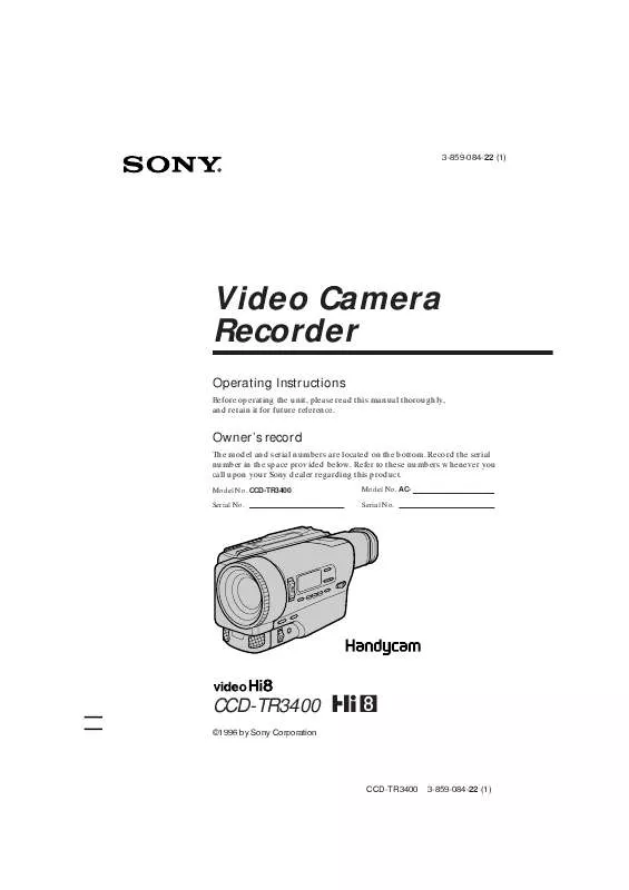 Mode d'emploi SONY CCD-TR3400