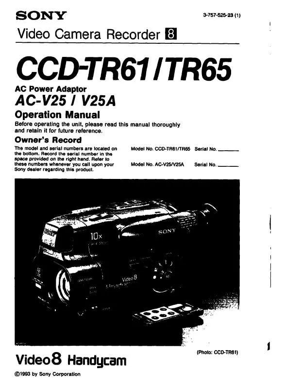 Mode d'emploi SONY CCD-TR65