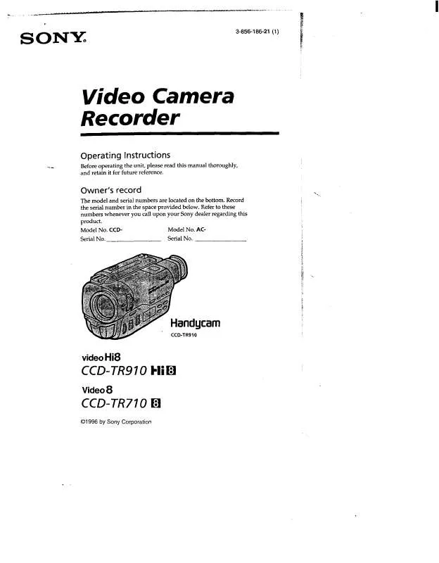 Mode d'emploi SONY CCD-TR710