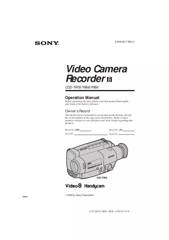 Mode d'emploi SONY CCD-TR78