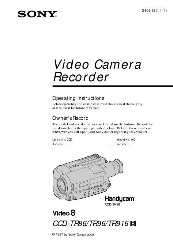 Mode d'emploi SONY CCD-TR86