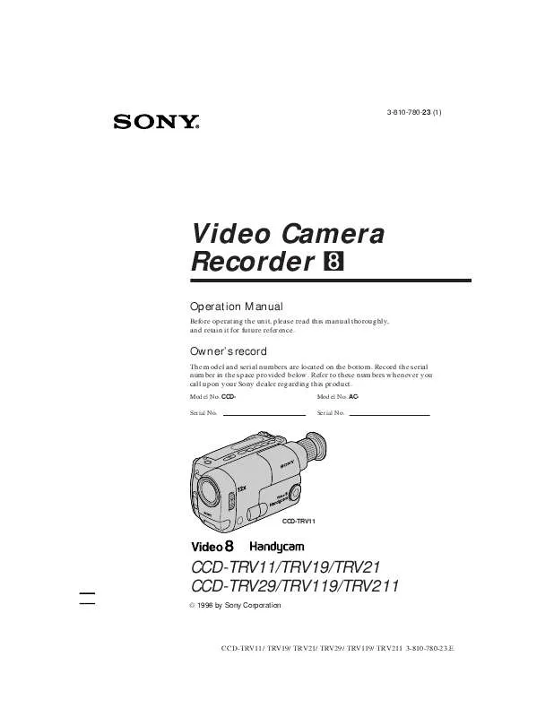 Mode d'emploi SONY CCD-TRV11