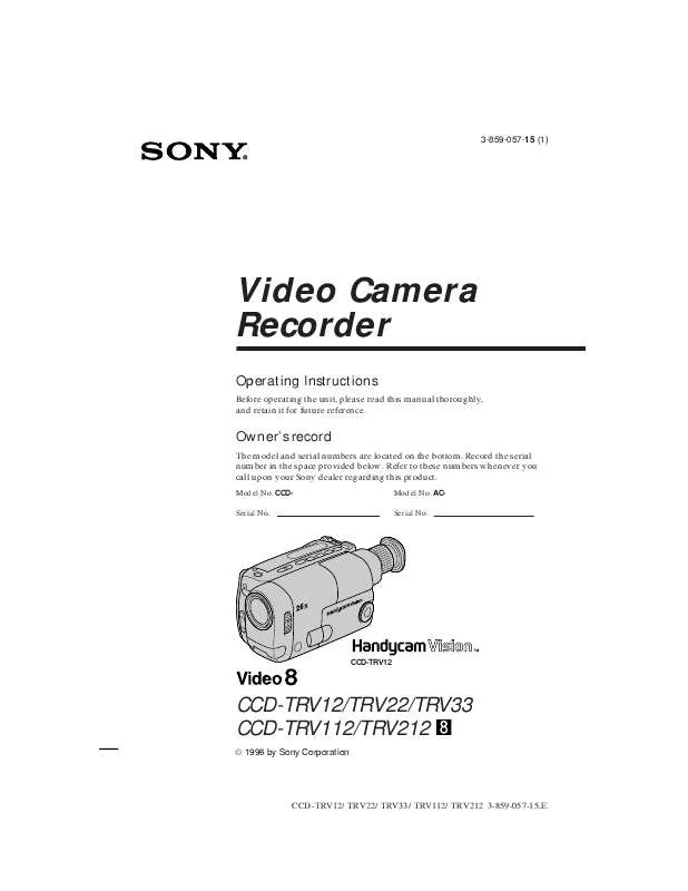 Mode d'emploi SONY CCD-TRV212