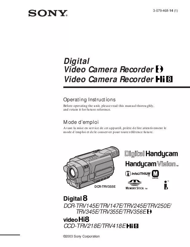 Mode d'emploi SONY CCD-TRV418E