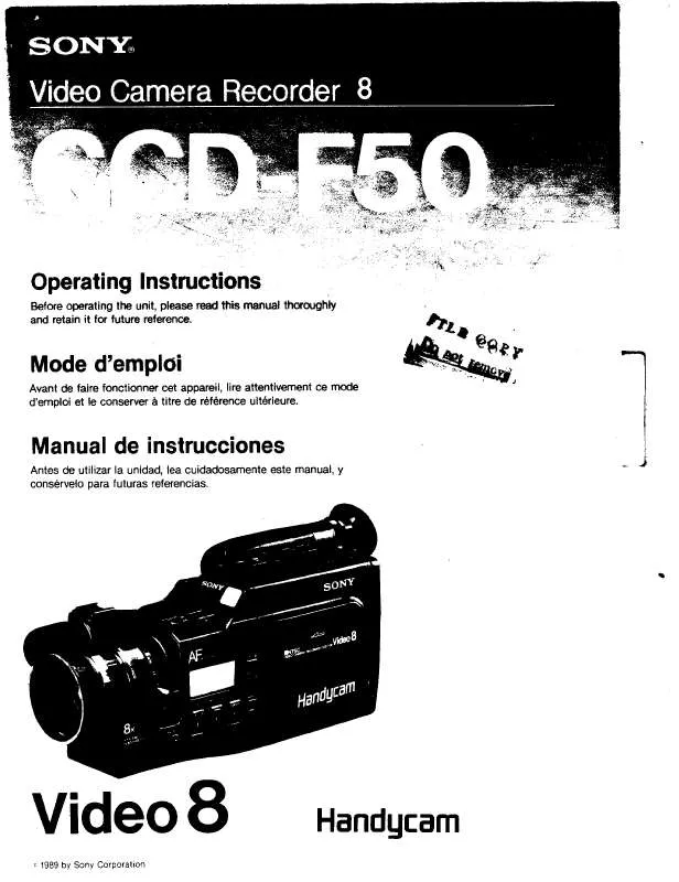 Mode d'emploi SONY CCD-F50