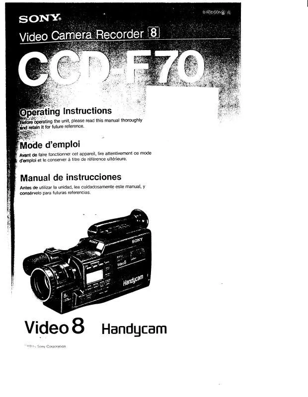 Mode d'emploi SONY CCD-F70