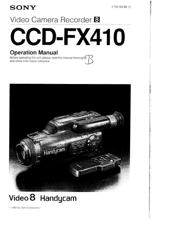 Mode d'emploi SONY CCD-FX410