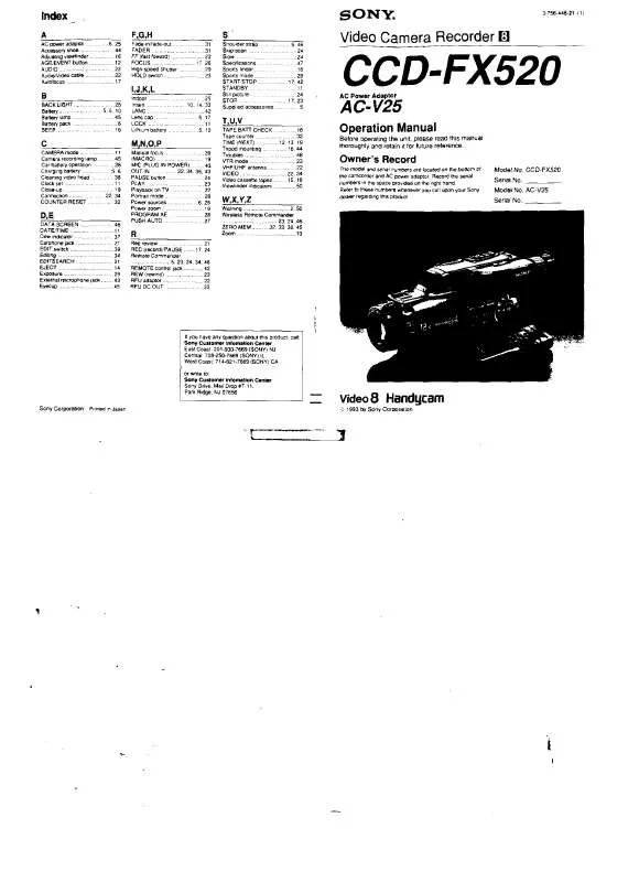 Mode d'emploi SONY CCD-FX520