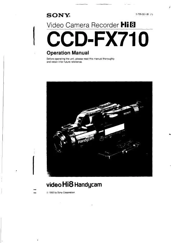 Mode d'emploi SONY CCD-FX710