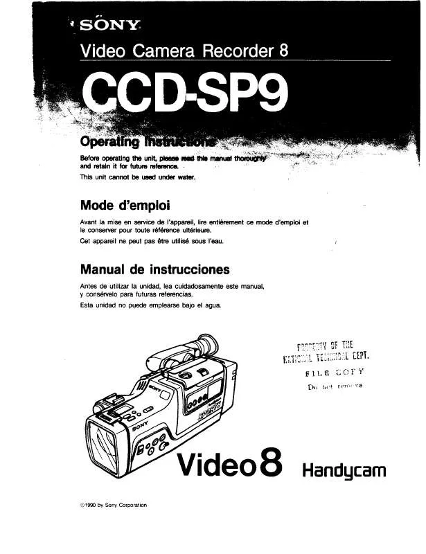 Mode d'emploi SONY CCD-SP9