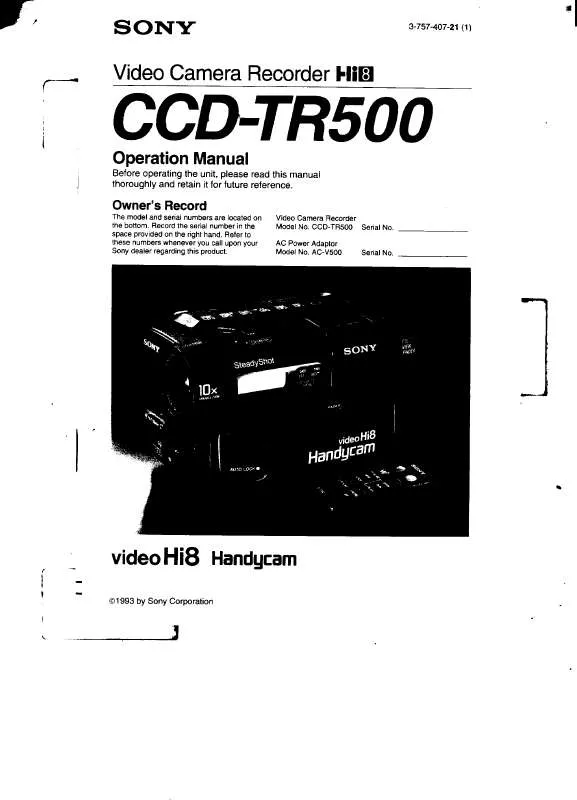 Mode d'emploi SONY CCD-TR500