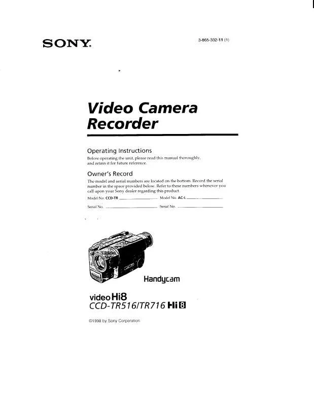 Mode d'emploi SONY CCD-TR716