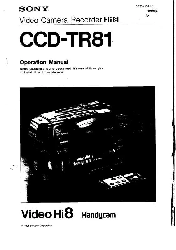 Mode d'emploi SONY CCD-TR81