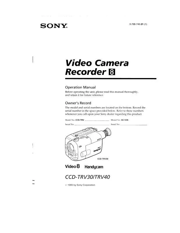 Mode d'emploi SONY CCD-TRV30