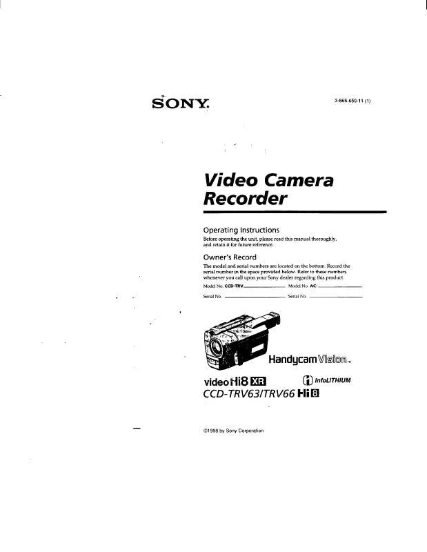 Mode d'emploi SONY CCD-TRV63