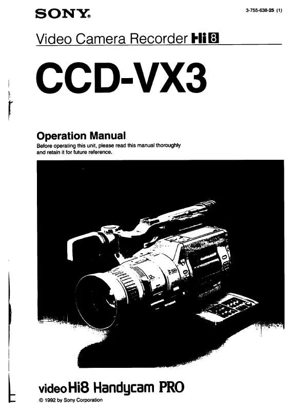 Mode d'emploi SONY CCD-VX3