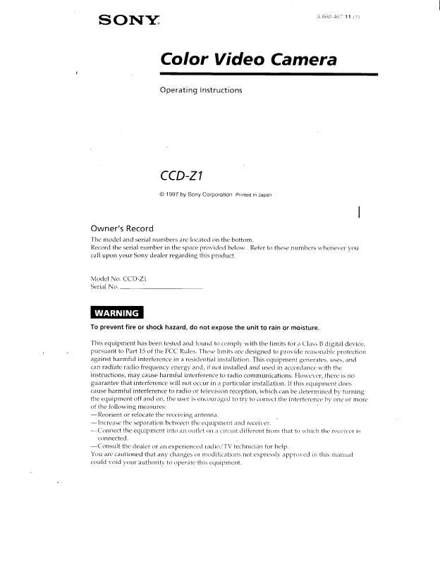 Mode d'emploi SONY CCD-Z1