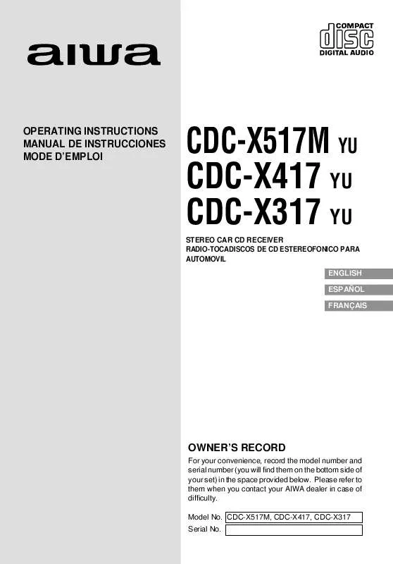 Mode d'emploi SONY CD-CX317