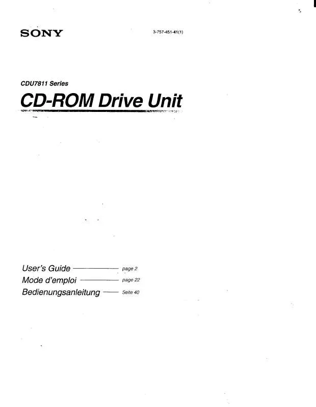 Mode d'emploi SONY CD-U7811