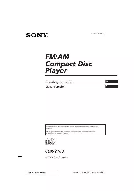 Mode d'emploi SONY CDX-2160