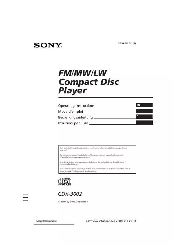 Mode d'emploi SONY CDX-3002