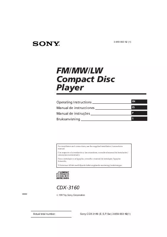 Mode d'emploi SONY CDX-3160