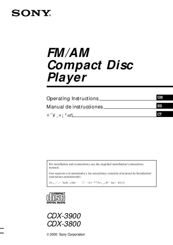 Mode d'emploi SONY CDX-3800