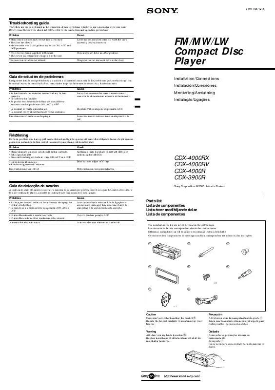 Mode d'emploi SONY CDX-3900R