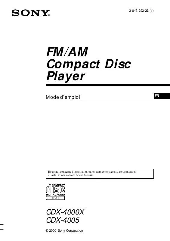 Mode d'emploi SONY CDX-4005