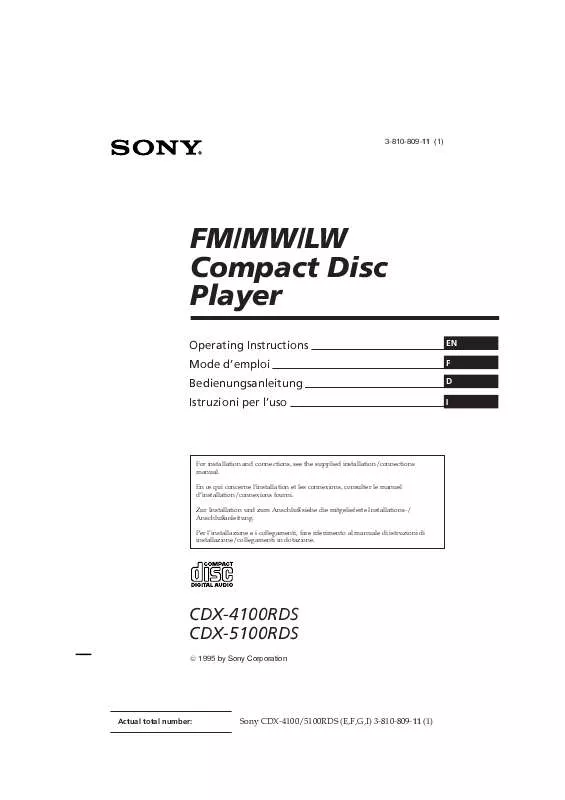 Mode d'emploi SONY CDX-4100RDS