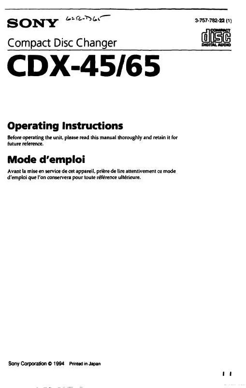 Mode d'emploi SONY CDX-65