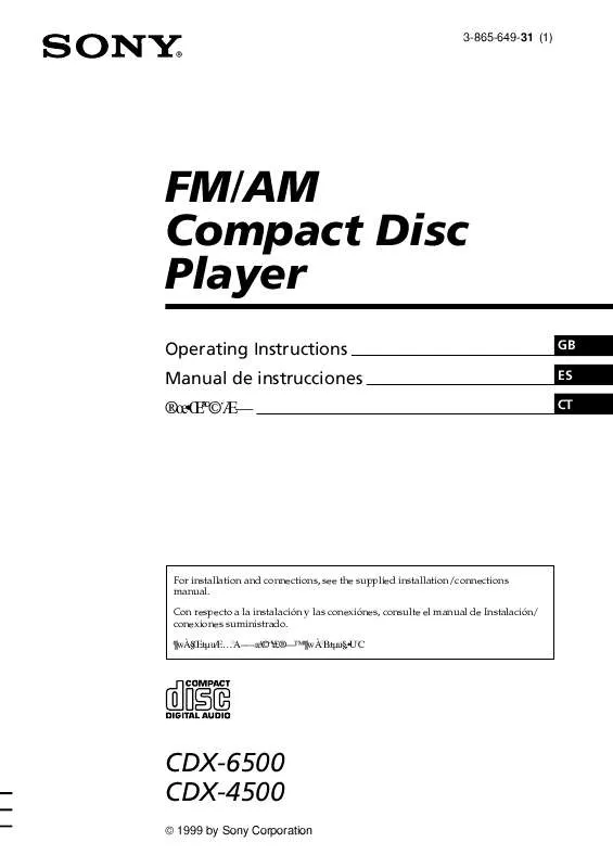 Mode d'emploi SONY CDX-6500