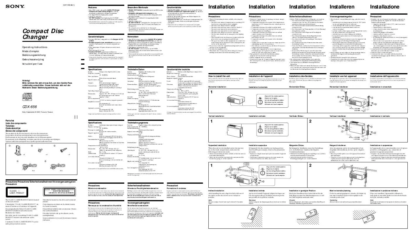 Mode d'emploi SONY CDX-656