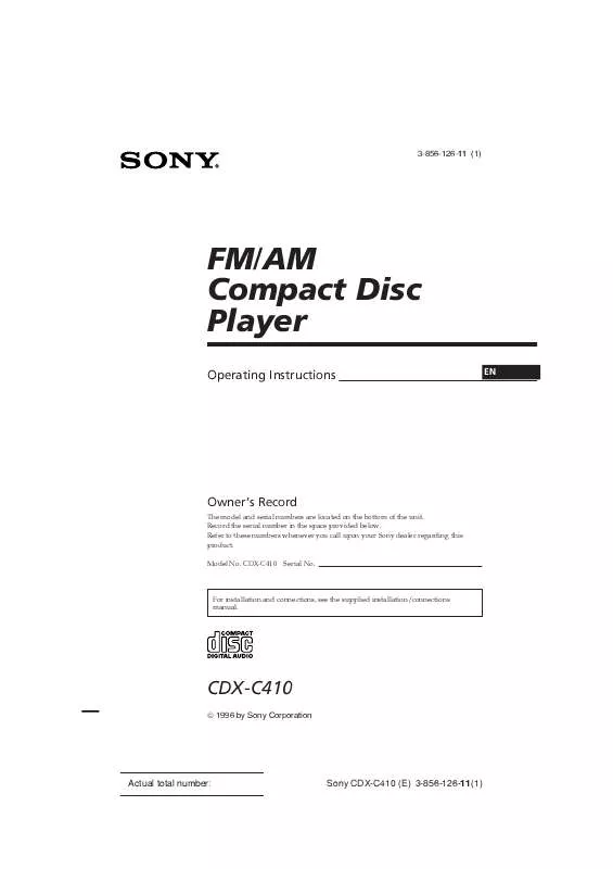 Mode d'emploi SONY CDX-C410