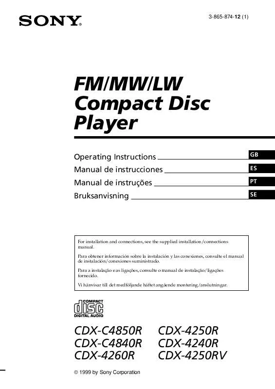 Mode d'emploi SONY CDX-C4850R