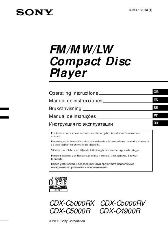 Mode d'emploi SONY CDX-C4900R