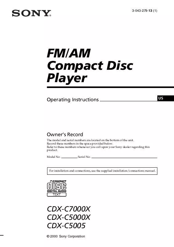 Mode d'emploi SONY CDX-C5000FP