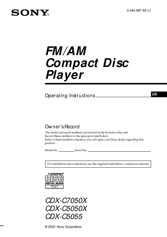 Mode d'emploi SONY CDX-C5055