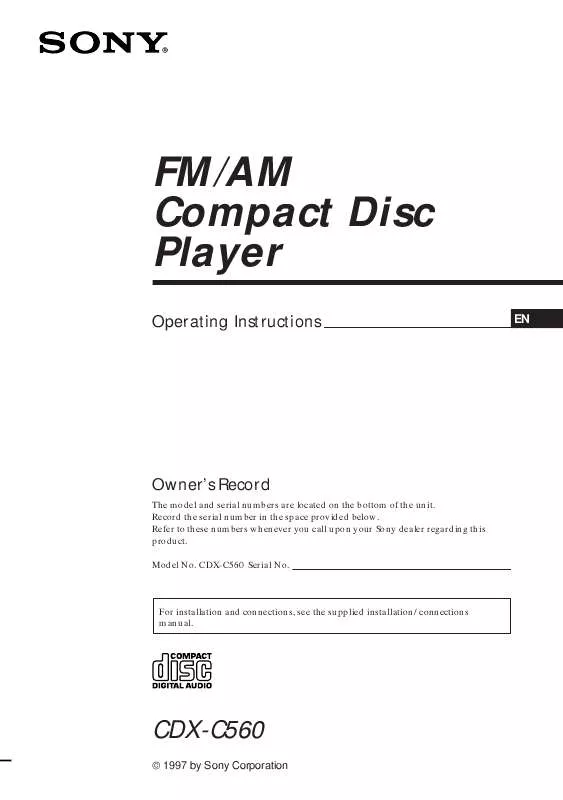 Mode d'emploi SONY CDX-C560