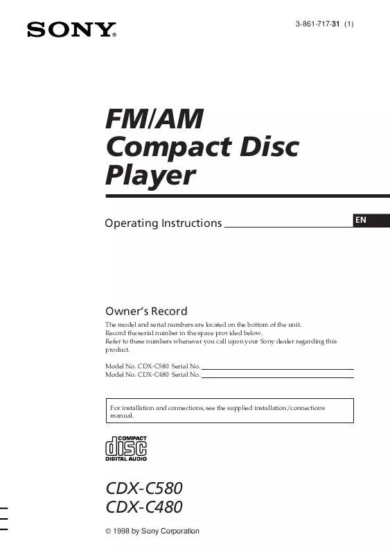 Mode d'emploi SONY CDX-C580