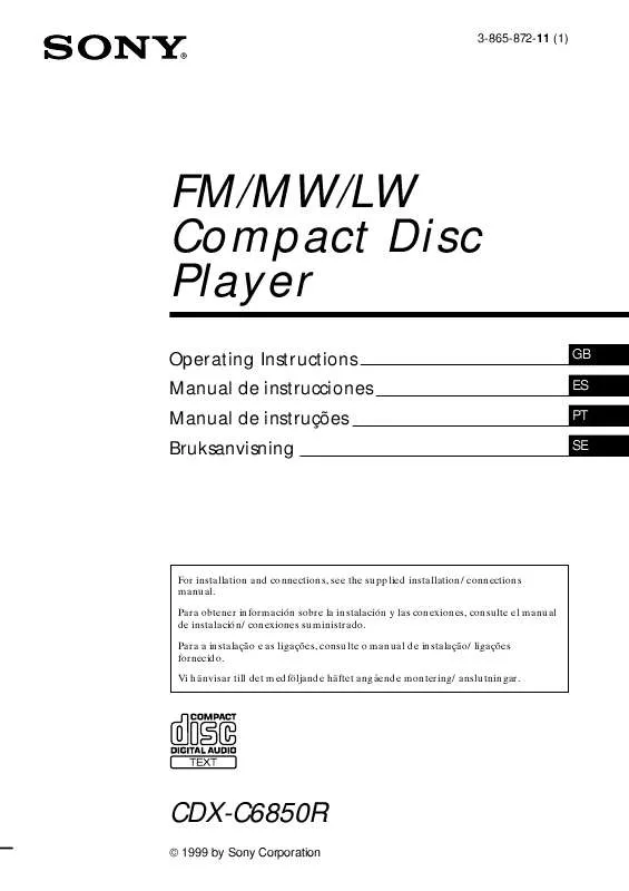 Mode d'emploi SONY CDX-C6850R