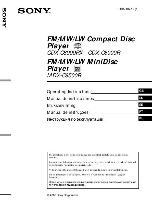 Mode d'emploi SONY CDX-C8000R