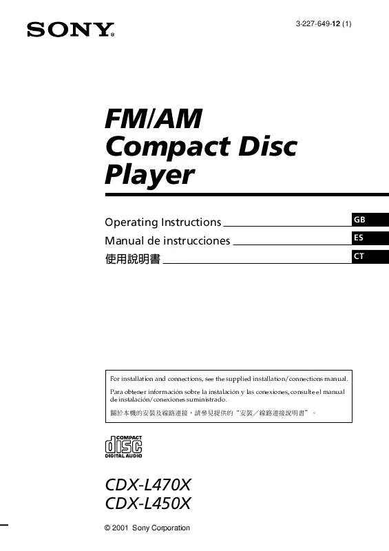 Mode d'emploi SONY CDX-L470