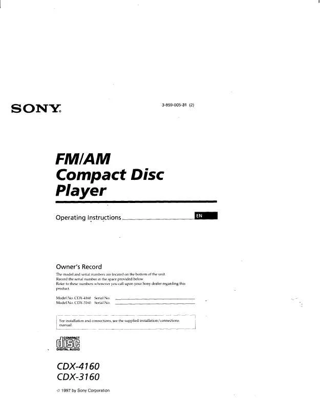 Mode d'emploi SONY CD-X4160