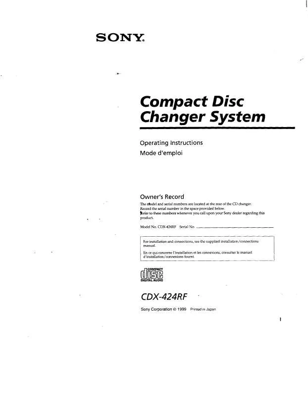 Mode d'emploi SONY CD-X424RF